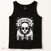 Skull And Roller Skates Live To Skate Goth Punk Roller Derby Tank Top thumb 2
