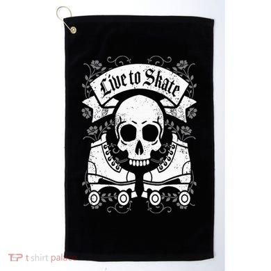 Skull And Roller Skates Live To Skate Goth Punk Roller Derby Golf Towel