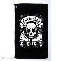 Skull And Roller Skates Live To Skate Goth Punk Roller Derby Golf Towel thumb 0