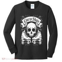 Skull And Roller Skates Live To Skate Goth Punk Roller Derby Kids Long Sleeve Shirt thumb 0