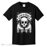 Skull And Roller Skates Live To Skate Goth Punk Roller Derby Kids T-Shirt thumb 0