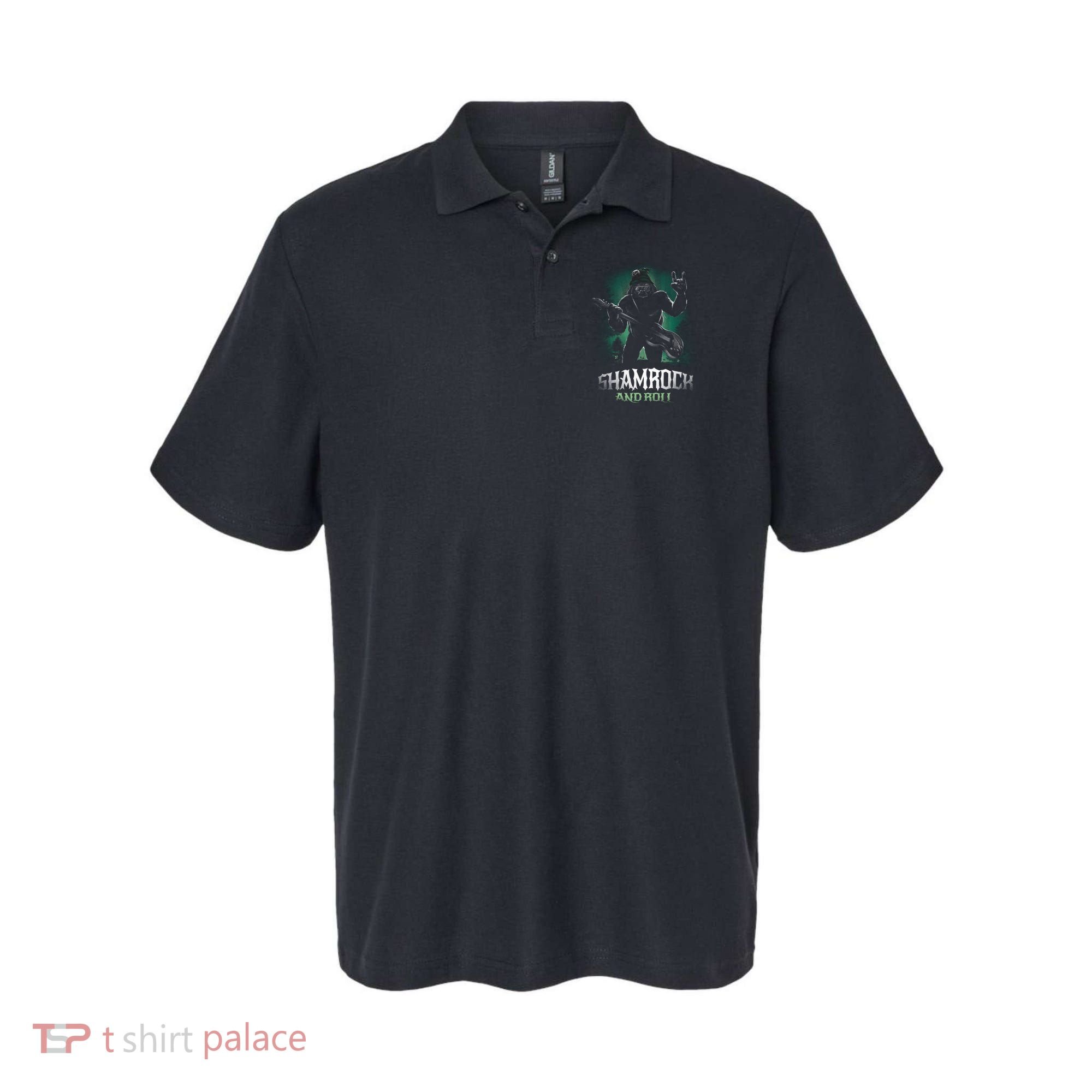 Shamrock And Roll Irish Rock Music Monster Polo