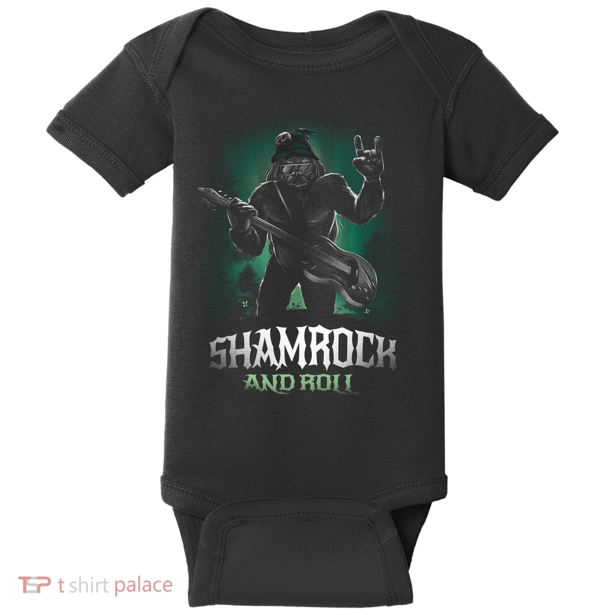 Shamrock And Roll Irish Rock Music Monster Baby Bodysuit