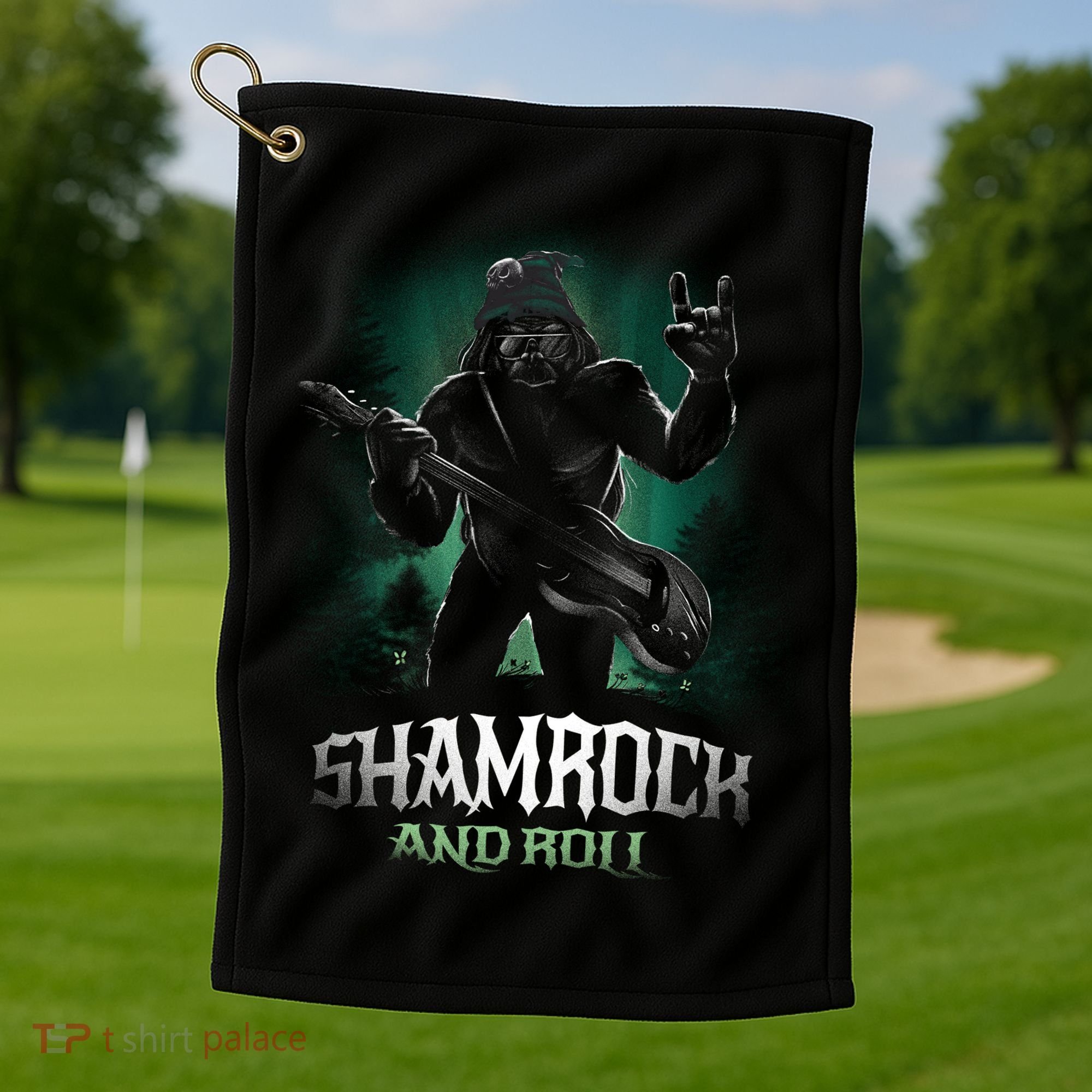 Shamrock And Roll Irish Rock Music Monster Golf Towel