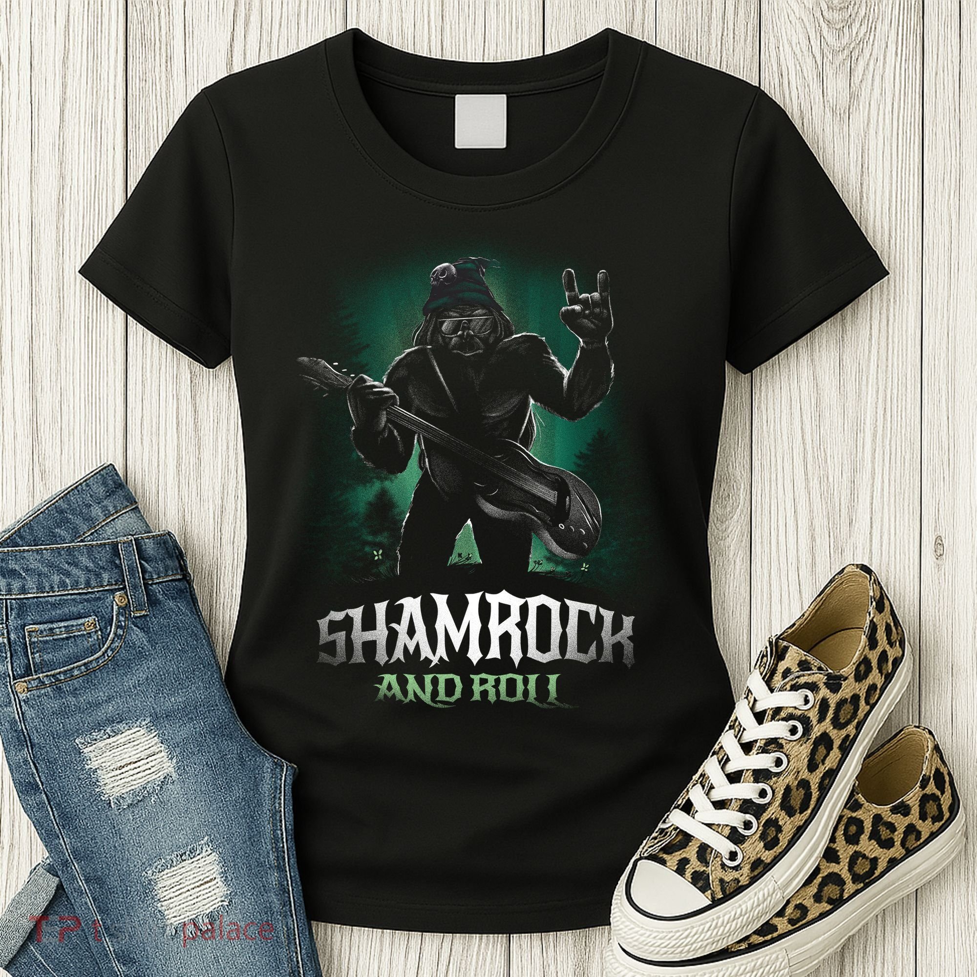 Shamrock And Roll Irish Rock Music Monster Women's T-Shirt