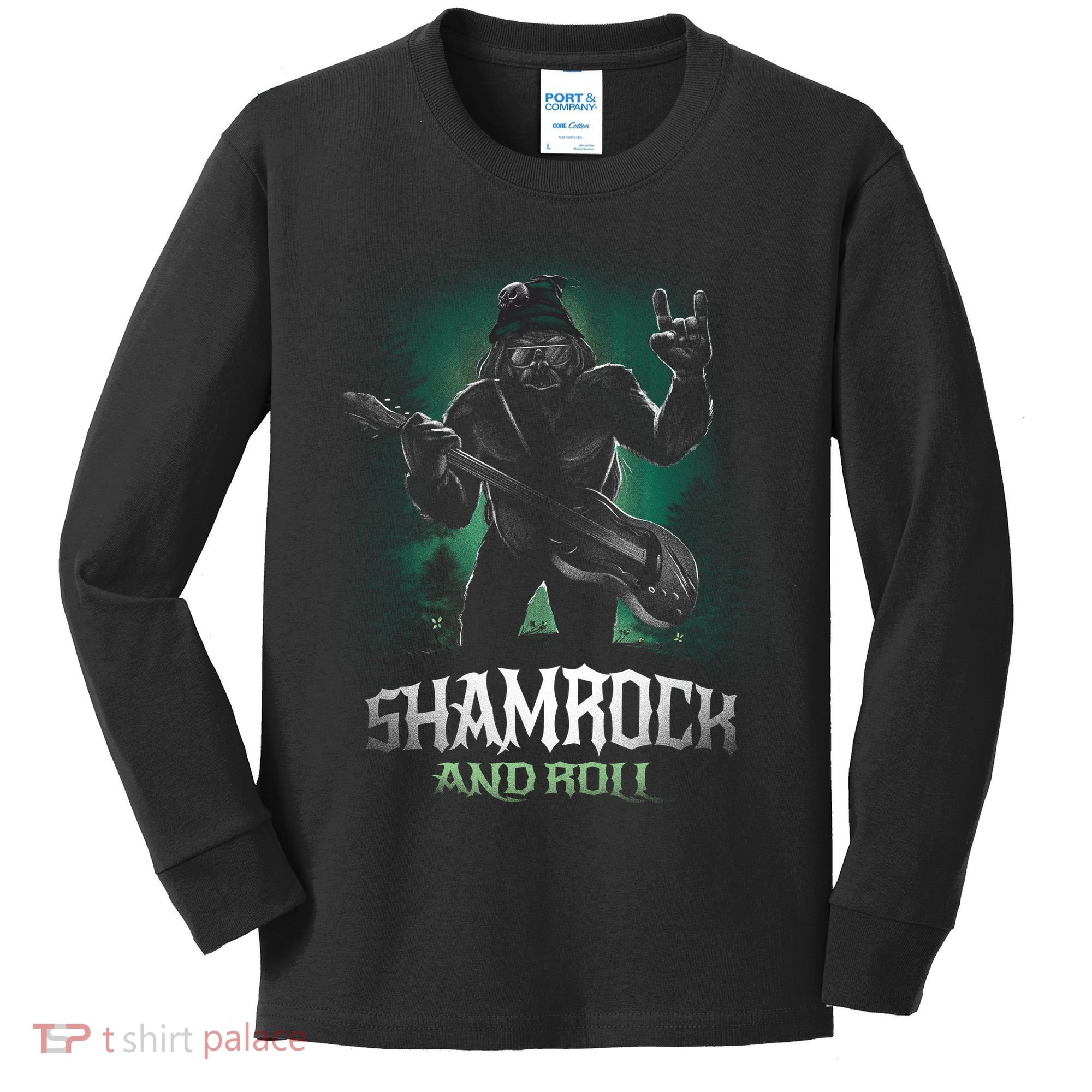 Shamrock And Roll Irish Rock Music Monster Kids Long Sleeve Shirt
