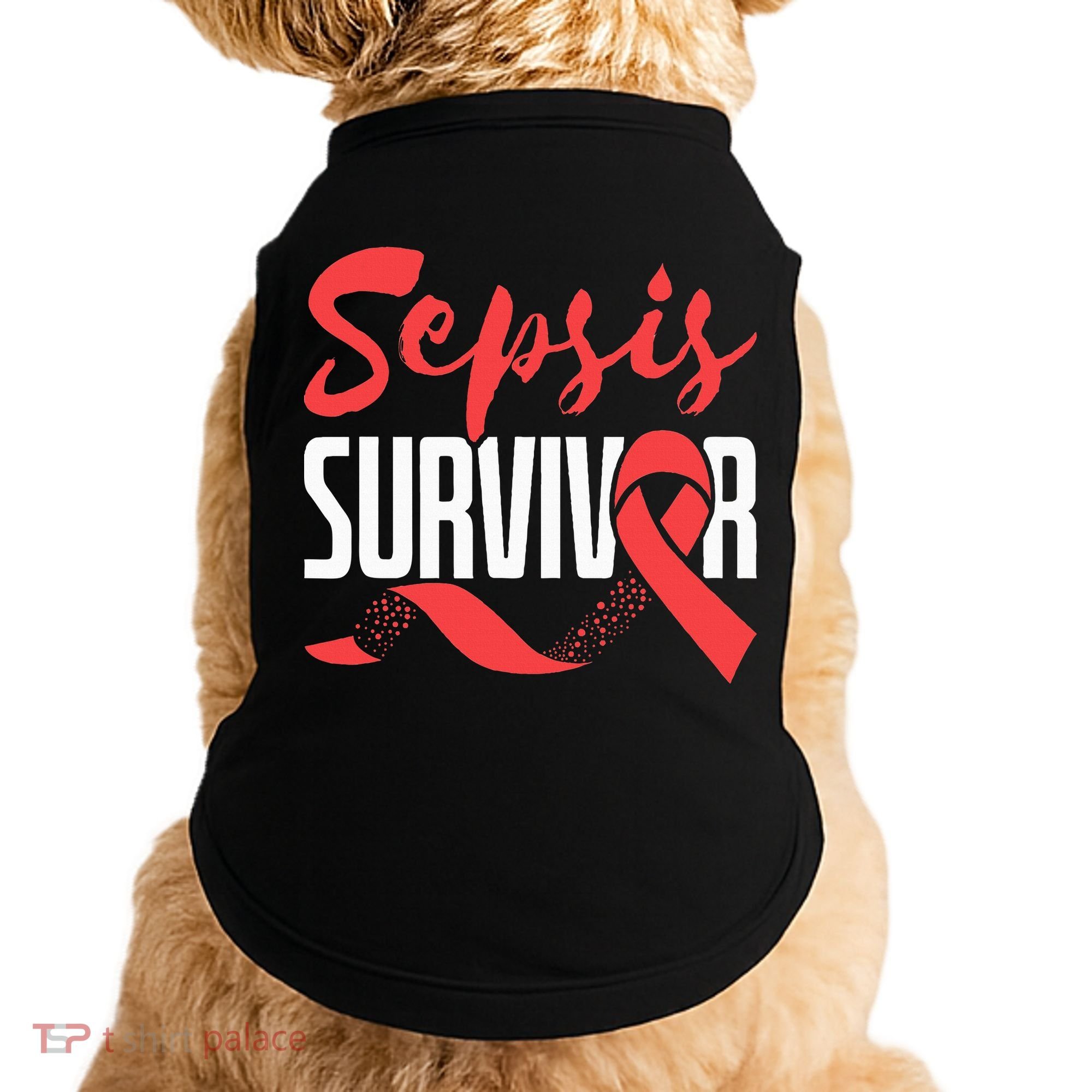Sepsis Awareness  Red Ribbon  Sepsis Survivor Doggie Tank