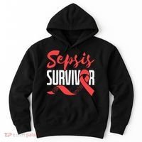 Sepsis Awareness  Red Ribbon  Sepsis Survivor Hoodie thumb 0