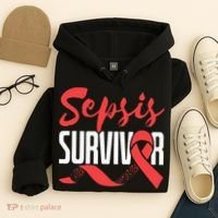 Sepsis Awareness  Red Ribbon  Sepsis Survivor Hoodie thumb 4