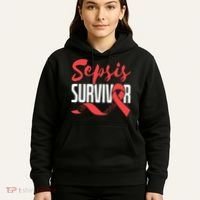 Sepsis Awareness  Red Ribbon  Sepsis Survivor Hoodie thumb 5