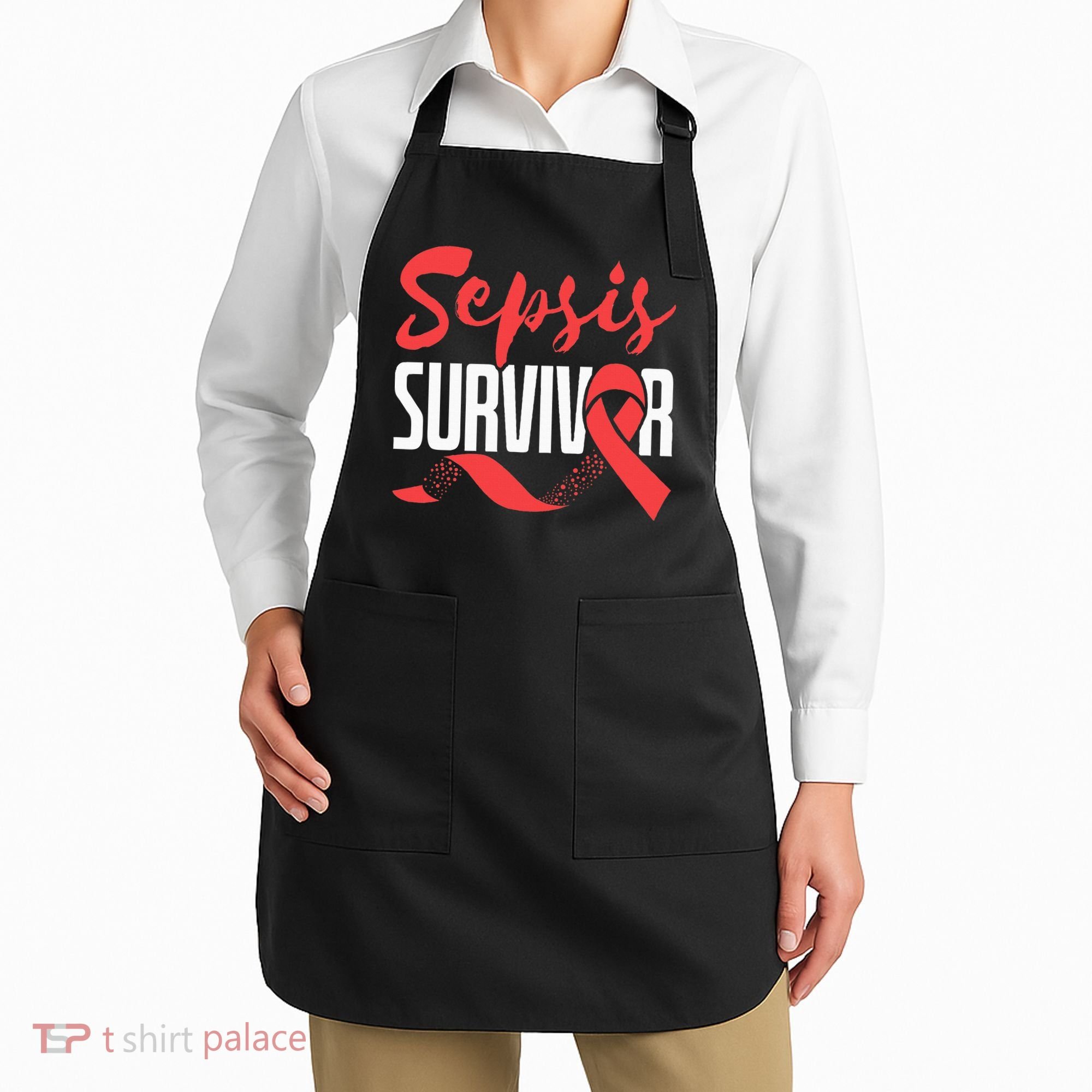 Sepsis Awareness  Red Ribbon  Sepsis Survivor Apron