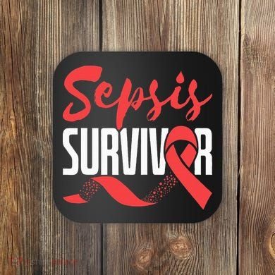 Sepsis Awareness  Red Ribbon  Sepsis Survivor Coaster