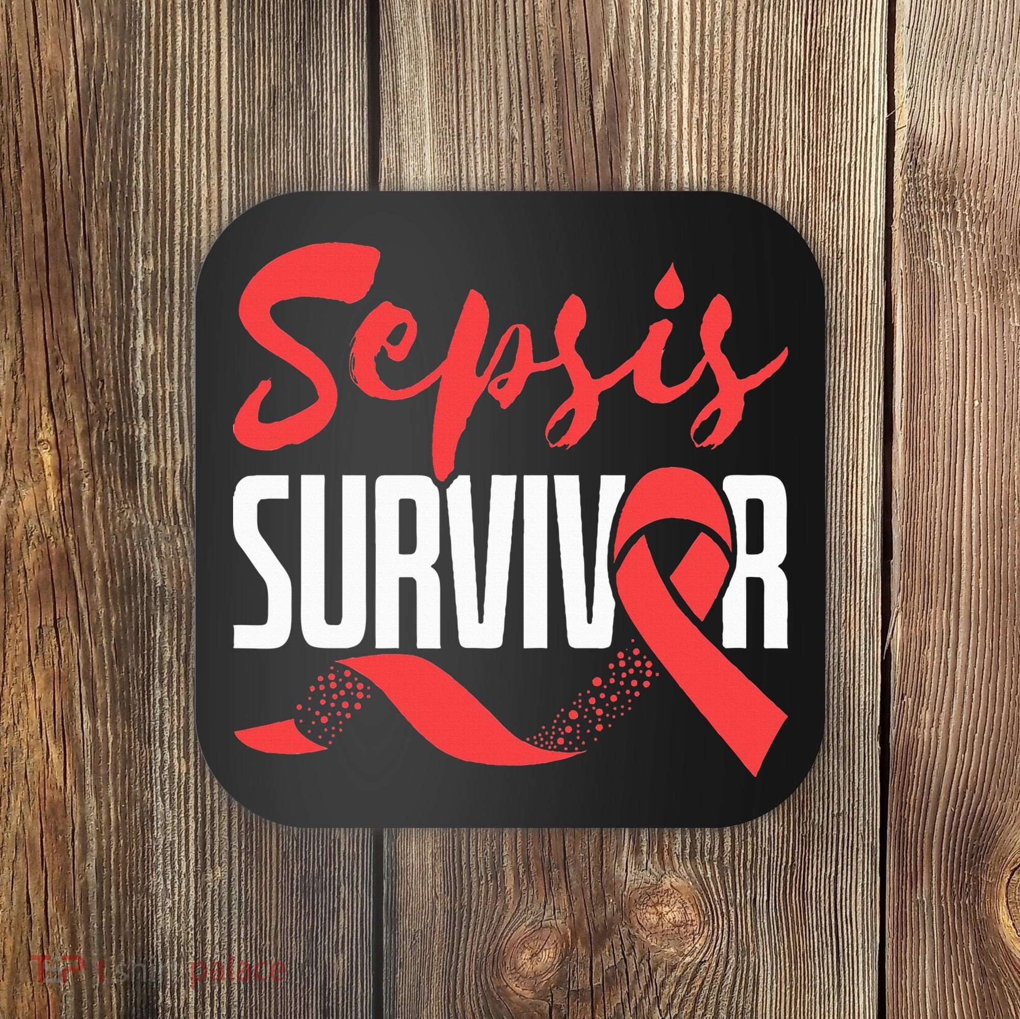 Sepsis Awareness  Red Ribbon  Sepsis Survivor Coaster