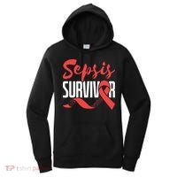 Sepsis Awareness  Red Ribbon  Sepsis Survivor Women's Hoodie thumb 0