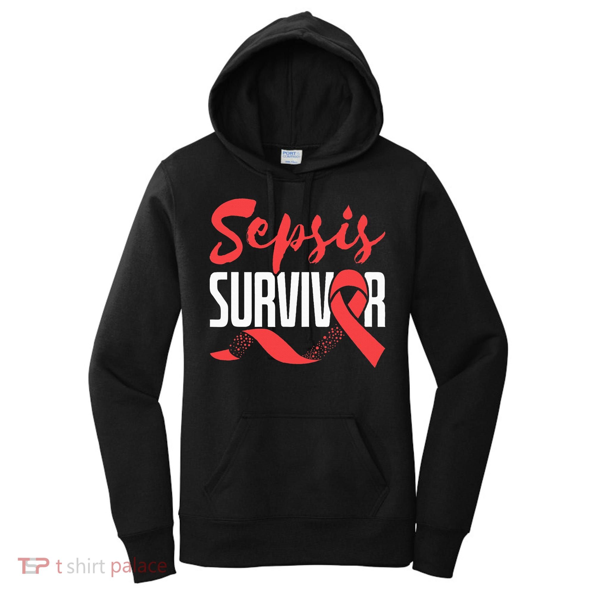 Sepsis Awareness  Red Ribbon  Sepsis Survivor Women's Hoodie