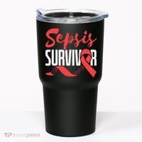 Sepsis Awareness  Red Ribbon  Sepsis Survivor Tumbler thumb 0