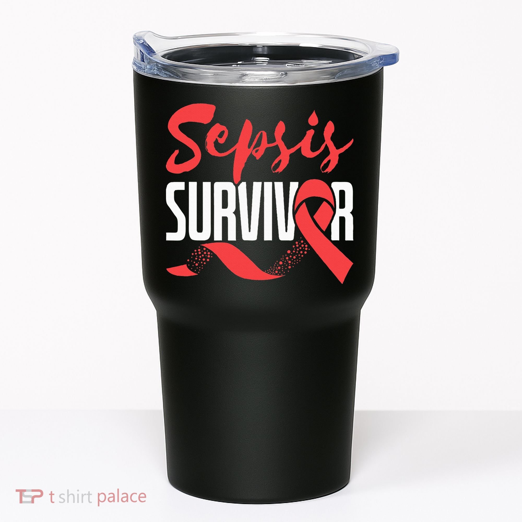 Sepsis Awareness  Red Ribbon  Sepsis Survivor Tumbler
