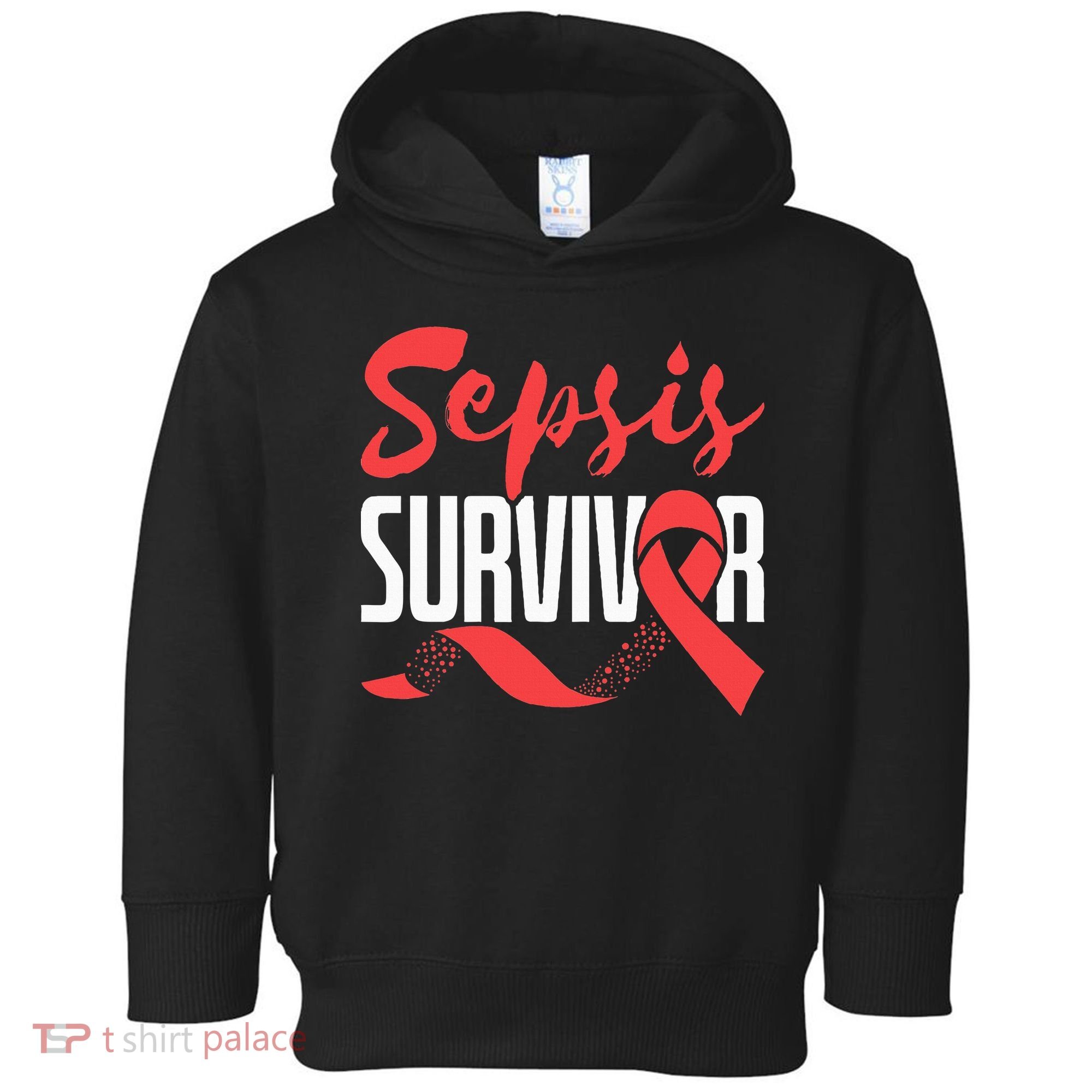 Sepsis Awareness  Red Ribbon  Sepsis Survivor Toddler Hoodie
