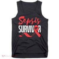 Sepsis Awareness  Red Ribbon  Sepsis Survivor Tank Top thumb 0