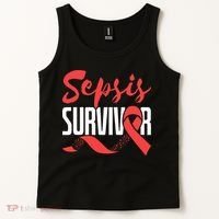 Sepsis Awareness  Red Ribbon  Sepsis Survivor Tank Top thumb 2