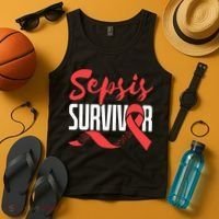 Sepsis Awareness  Red Ribbon  Sepsis Survivor Tank Top thumb 4