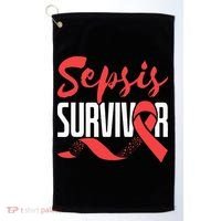 Sepsis Awareness  Red Ribbon  Sepsis Survivor Golf Towel thumb 0