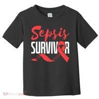 Sepsis Awareness  Red Ribbon  Sepsis Survivor Toddler T-Shirt thumb 0