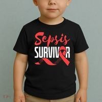 Sepsis Awareness  Red Ribbon  Sepsis Survivor Toddler T-Shirt thumb 2