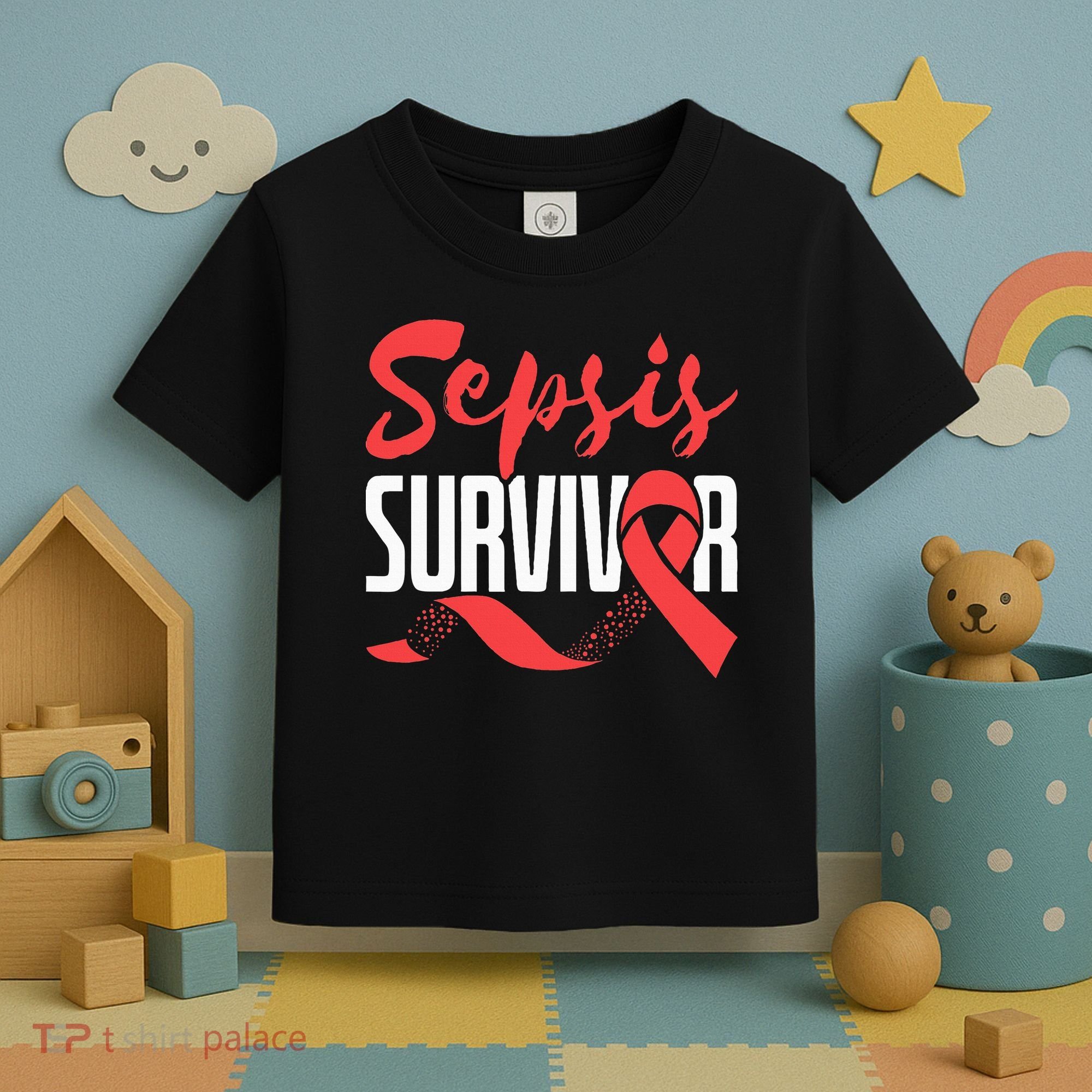 Sepsis Awareness  Red Ribbon  Sepsis Survivor Toddler T-Shirt