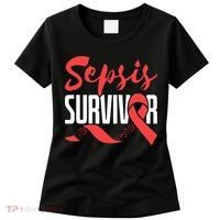 Sepsis Awareness  Red Ribbon  Sepsis Survivor Women's T-Shirt thumb 0