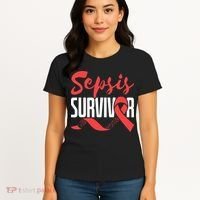 Sepsis Awareness  Red Ribbon  Sepsis Survivor Women's T-Shirt thumb 4
