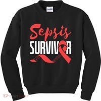 Sepsis Awareness  Red Ribbon  Sepsis Survivor Kids Sweatshirt thumb 0