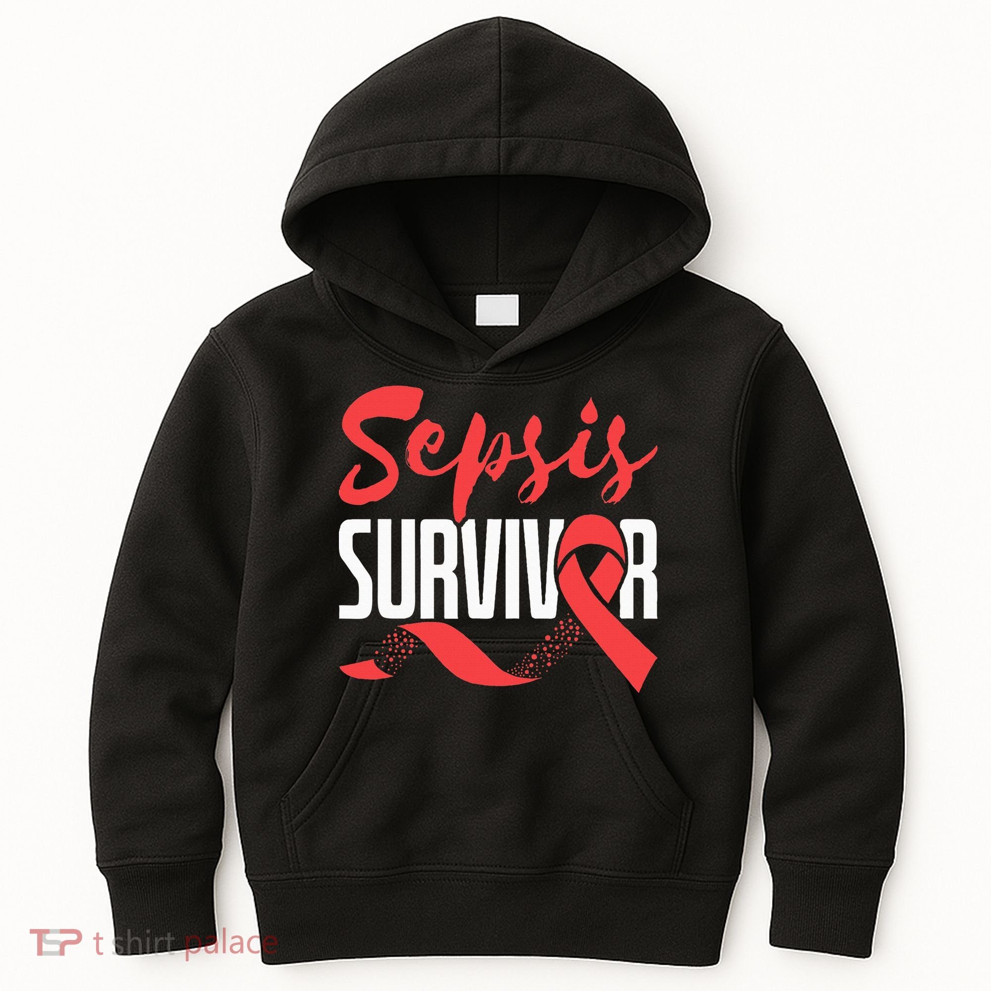 Sepsis Awareness  Red Ribbon  Sepsis Survivor Kids Hoodie