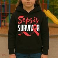Sepsis Awareness  Red Ribbon  Sepsis Survivor Kids Hoodie thumb 3