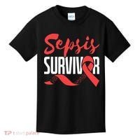 Sepsis Awareness  Red Ribbon  Sepsis Survivor Kids T-Shirt thumb 0