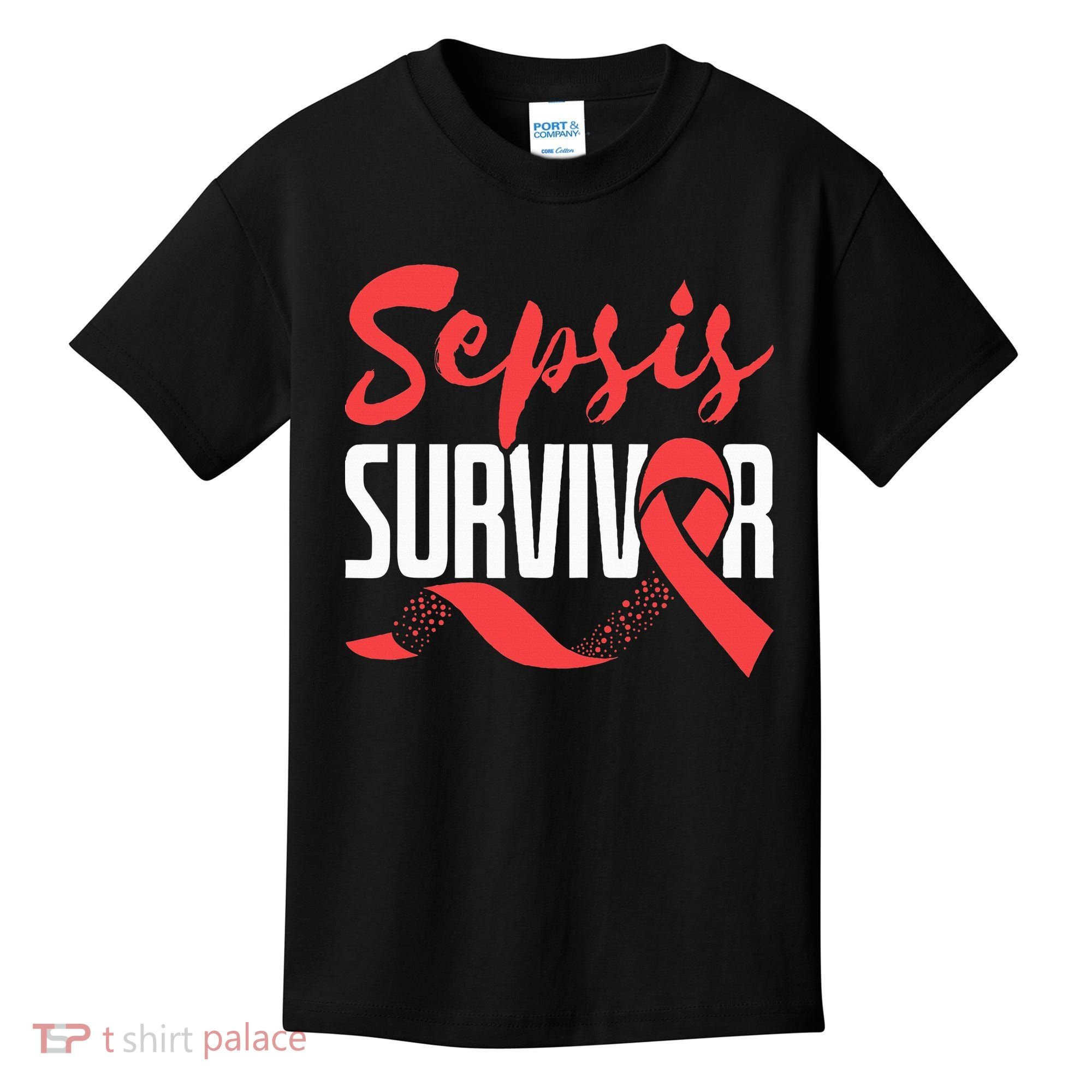 Sepsis Awareness  Red Ribbon  Sepsis Survivor Kids T-Shirt
