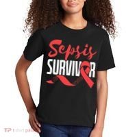 Sepsis Awareness  Red Ribbon  Sepsis Survivor Kids T-Shirt thumb 2