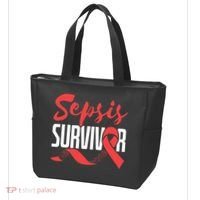 Sepsis Awareness  Red Ribbon  Sepsis Survivor Tote Bag thumb 3