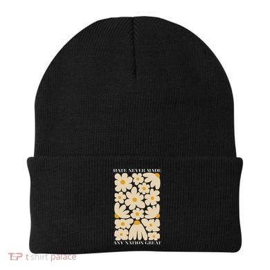 Subtle Anti-Trump Retro Boho Floral Feminist Resist Protest Beanie