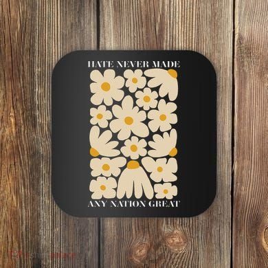 Subtle Anti-Trump Retro Boho Floral Feminist Resist Protest Coaster
