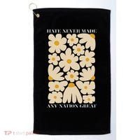 Subtle Anti-Trump Retro Boho Floral Feminist Resist Protest Golf Towel thumb 0