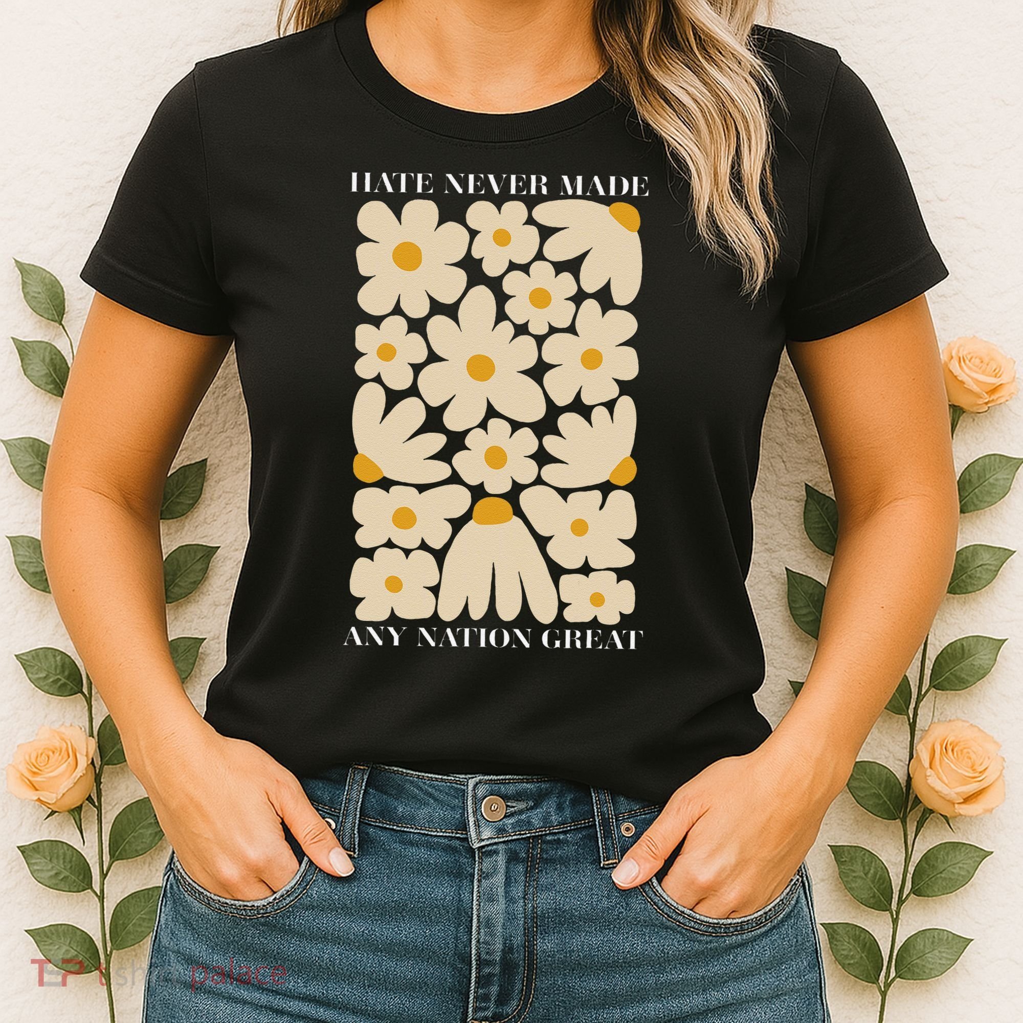 Subtle Anti-Trump Retro Boho Floral Feminist Resist Protest Women's T-Shirt