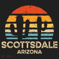Scottsdale Arizona Retro Sunset Golf Towel thumb 3