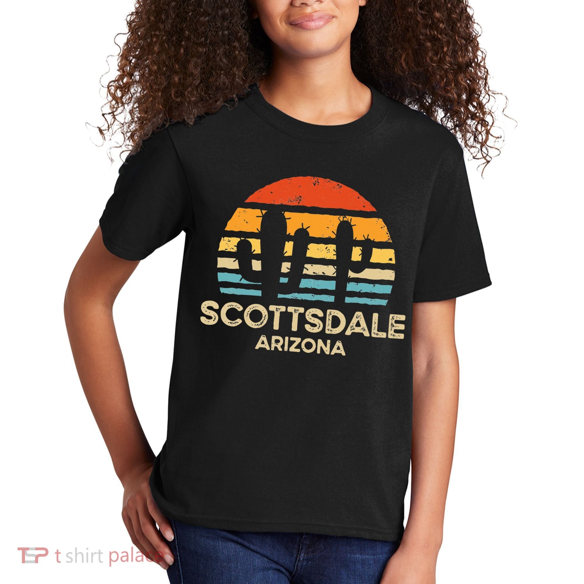 Scottsdale Arizona Retro Sunset Kids T-Shirt