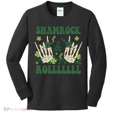 ShamRock And Roll Funny St. Patrick's Day Kids Long Sleeve Shirt