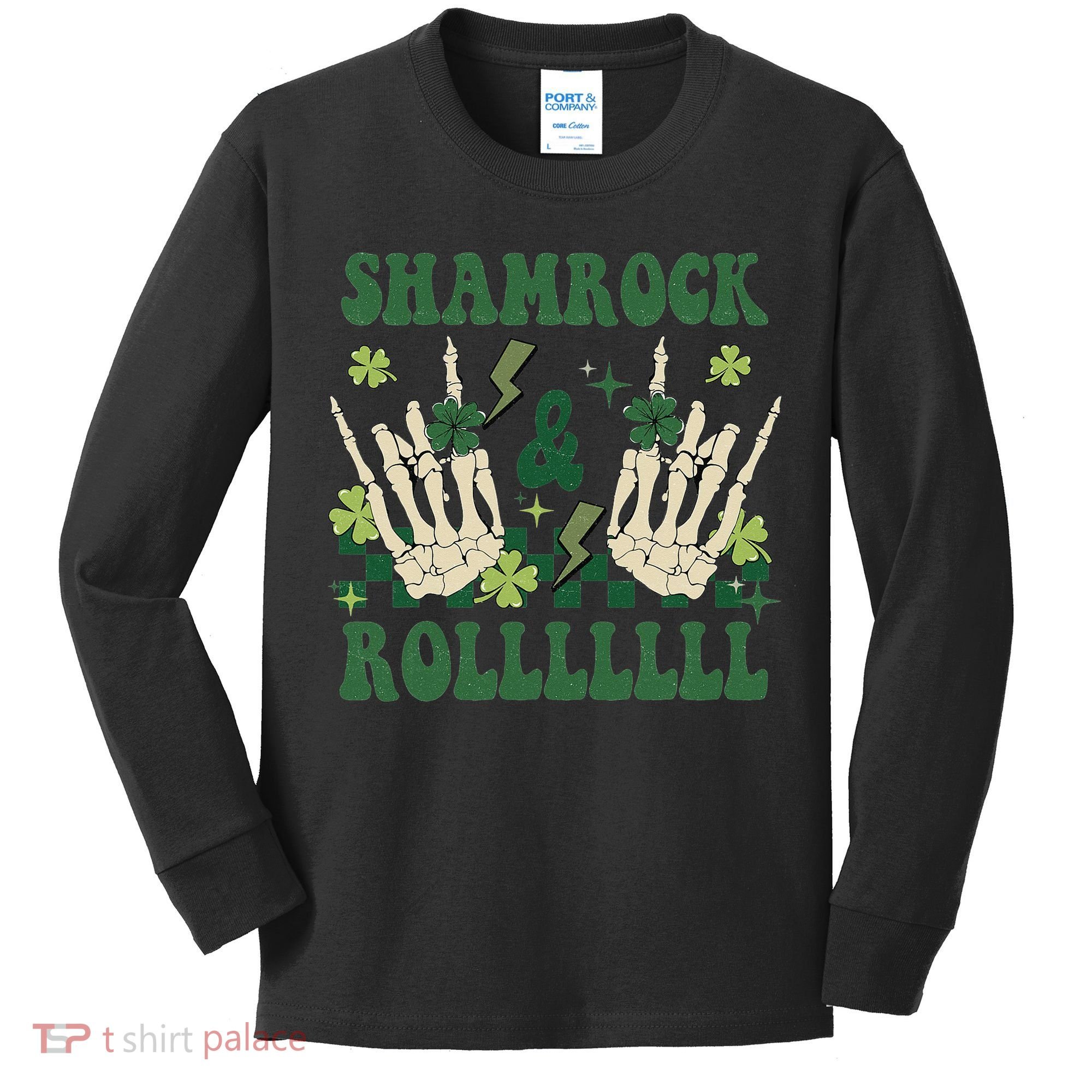 ShamRock And Roll Funny St. Patrick's Day Kids Long Sleeve Shirt