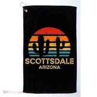Scottsdale Arizona Retro Sunset Golf Towel thumb 0