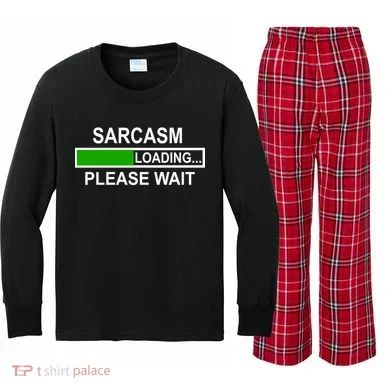 Sarcasm Loading Please Wait Kids Long Sleeve Plaid Pajama Set