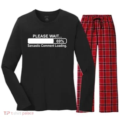 Sarcastic Comment Loading Women's Long Sleeve Flannel Pajama Set