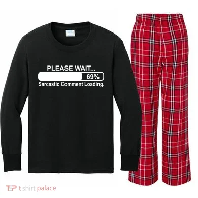 Sarcastic Comment Loading Kids Long Sleeve Plaid Pajama Set